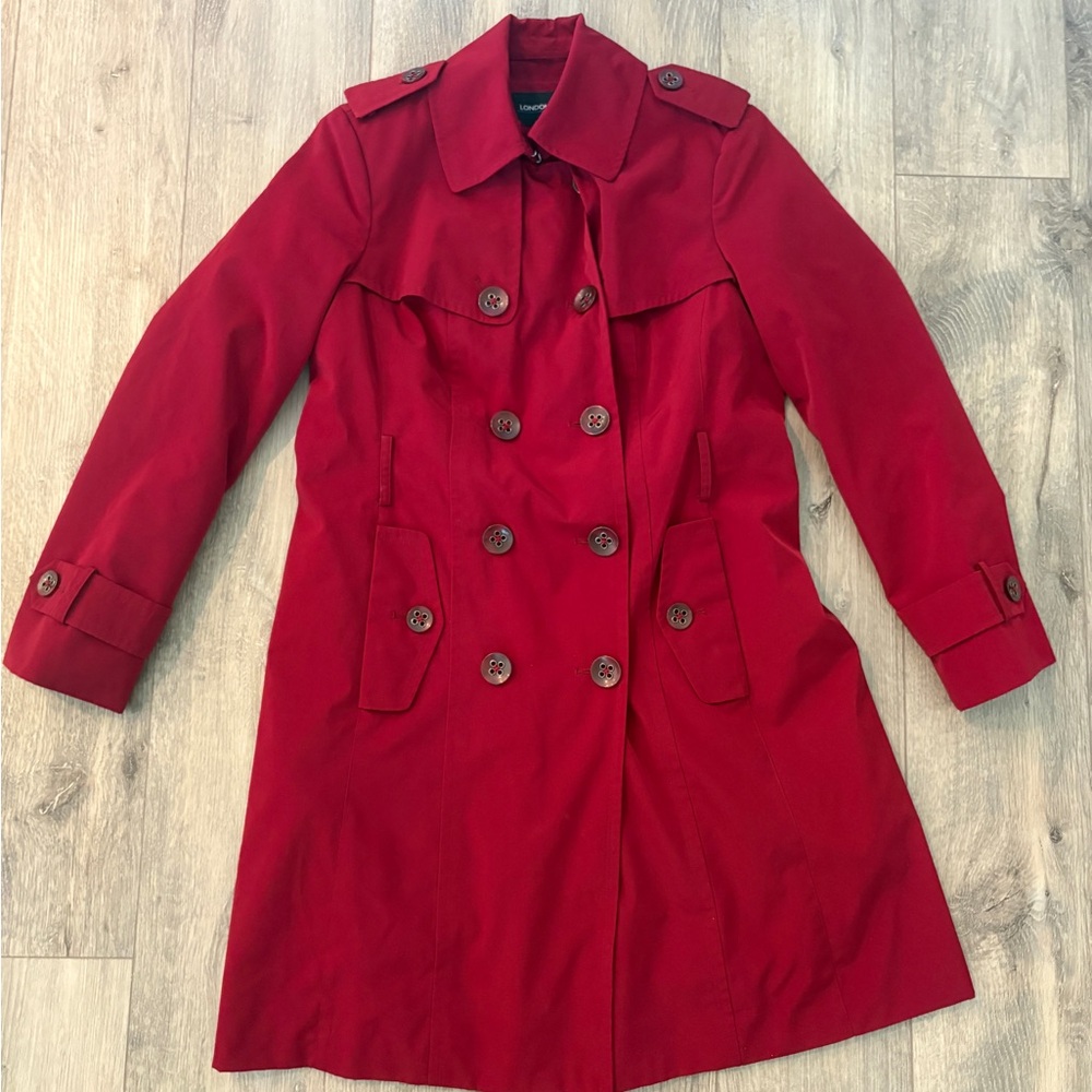 London Fog Red Trench Coat (Missing Belt)
